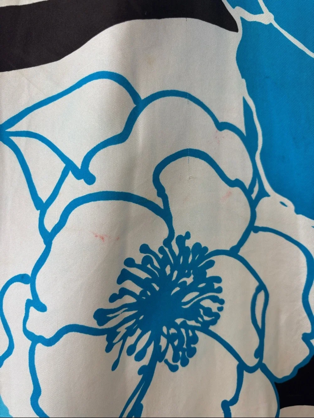 Dior vintage Blue & White Floral Silk Scarf 30”